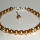 Wedding Xmas Valentine Gold Crystal Pearls Bracelet made with SWAROVSKI ELEMENTS