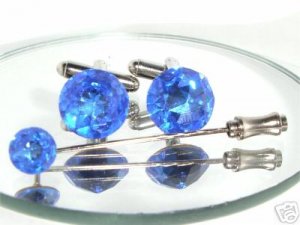 RARE!! Cufflinks & Pin Set Best Men Groom Wedding made with SWAROVSKI ELEMENTS