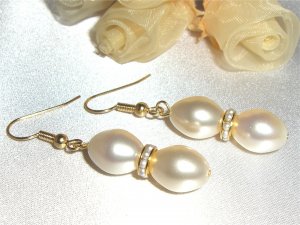 3pc VINTAGE Creamrose Pearls Wedding Jewellery Set made with SWAROVSKI ELEMENTS