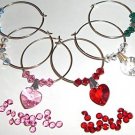 6 Heart Wine Glass Charms made with SWAROVSKI ELEMENTS