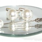 White Pearl Cufflinks&Pin made with SWAROVSKI  ELEMENTS