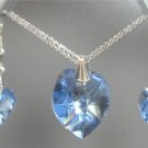 Sterling Silver Necklace Heart Pendant Earrings set made with SWAROVSKI ELEMENTS