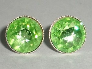 Vintage Wedding S Silver 925 Peridot Crystal Studs made with SWAROVSKI ELEMENTS