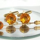 RARE!! Crystal Cufflinks & Cravat Stick Tie Pin Set made with SWAROVSKI ELEMENTS