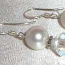 Sterling Silver Wedding  Pearls&Bicones Earrings made with SWAROVSKI ELEMENTS