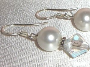Sterling Silver Wedding  Pearls&Bicones Earrings made with SWAROVSKI ELEMENTS