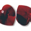 ONE PAIR HEART PENDANTS SIAM 10MM SWAROVSKI ELEMENTS
