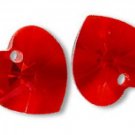 ONE PAIR HEART PENDANT LT SIAM CRYSTAL 10MM SWAROVSKI ELEMENTS