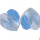 ONE PAIR HEART PENDANT LT SAPPHIRE CRYSTAL 10MM SWAROVSKI ELEMENTS