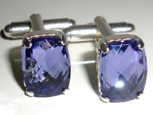 RARE! Wedding Crystal Xmas Tanzanite Gift Cufflinks made with SWAROVSKI ELEMENTS
