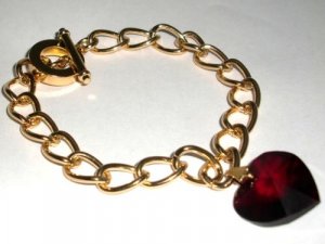 Wedding Xmas Gift Garnet Crystal Heart Bracelet made with SWAROVSKI ELEMENTS