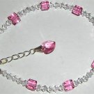 Wedding Xmas Rose Cube Crystals & Heart Bracelet  made with SWAROVSKI ELEMENTS