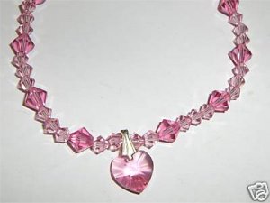 Wedding Valentine Xmas Crystal Rose Heart Bracelet made with SWAROVSKI ELEMENTS