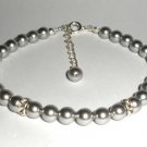 Wedding Xmas Gift Light Grey Crystal Pearl Bracelet made with SWAROVSKI ELEMENTS