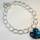 Wedding Xmas Bermuda Blue Crystal Heart Bracelet made with SWAROVSKI ELEMENTS