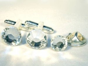 Wedding Crystal Cufflinks & Tie Tack Pin Set Gift made with SWAROVSKI ELEMENTS