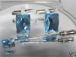 Wedding Crystal Groom Cufflinks & Cravat Tie Pin made with SWAROVSKI ELEMENTS