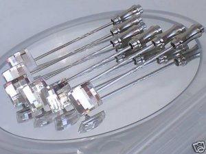 6x Wedding Groom Chess Clear Crystal Cravat Tie Pin made with SWAROVSKI ELEMENTS