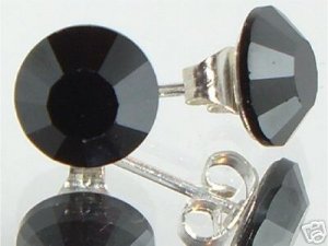 7mm Wedding Bridal Hematite Crystal Stud Earrings made with SWAROVSKI ELEMENTS