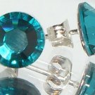 7mm Wedding Gift Blue Zircon Crystal Stud Earrings made with SWAROVSKI ELEMENTS