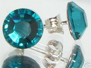 7mm Wedding Gift Blue Zircon Crystal Stud Earrings made with SWAROVSKI ELEMENTS