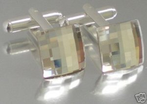 Wedding Chess Clear Crystal Groom Usher Cufflinks made with SWAROVSKI ELEMENTS