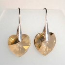 Wedding Xmas Golden Shadow Crystal Hearts  Earrings made with SWAROVSKI ELEMENTS