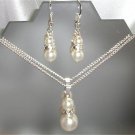 Wedding S Silver Crystal Pearl Pendant & Earrings made with SWAROVSKI ELEMENTS