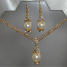 Wedding Bridal Crystal Pearl Pendant & Earrings set made with SWAROVSKI ELEMENTS