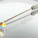 Wedding  Groom RHOMBUS Crystal AB Cravat Tie Pin made with SWAROVSKI ELEMENTS