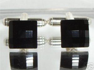 12mm Jet Chess Cufflinks made with SWAROVSKI ELEMENTS