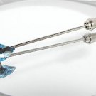 Wedding Groom RHOMBUS Aqua Crystal Cravat Tie Pin made with SWAROVSKI ELEMENTS