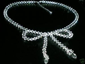 WOW! Wedding Bridal Favour Crystals Bow Necklace made with SWAROVSKI ELEMENTS