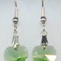 Wedding Bridal Gift Peridot Crystal Heart Earrings made with SWAROVSKI ELEMENTS