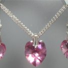 Wedding Bridal Crystal Heart Necklace & Earrings made with SWAROVSKI ELEMENTS