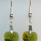 Wedding Bridal Gift Olivine Crystal Heart Earrings made with SWAROVSKI ELEMENTS