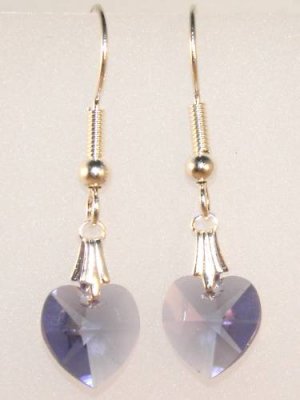 Wedding Bride Tanzanite Crystal Heart Earrings Gift made with SWAROVSKI ELEMENTS