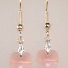 Wedding Bridal Gift Lt. Rose Crystal Heart Earrings made with SWAROVSKI ELEMENTS