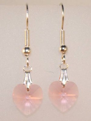 Wedding Bridal Gift Lt. Rose Crystal Heart Earrings made with SWAROVSKI ELEMENTS