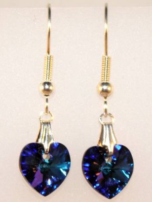 Wedding Bride Heliotrope Crystal Heart Earrings made with SWAROVSKI ELEMENTS