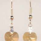 Wedding Bride Golden Shadow Crystal Heart Earrings made with SWAROVSKI ELEMENTS