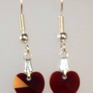 Wedding Xmas Gift Garnet Crystal Hearts Earrings made with SWAROVSKI ELEMENTS