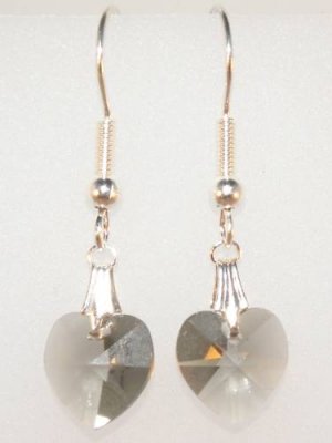 Wedding Bride Bl.Diamond  Crystal Heart Earrings made with SWAROVSKI ELEMENTS