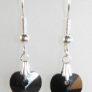 Wedding Xmas Gift Crystal Jet Heart Earrings made with SWAROVSKI ELEMENTS