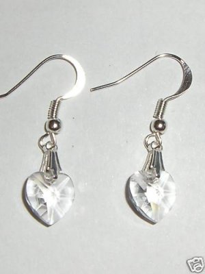 Wedding Valentine Gift Clear Crystal Heart Earrings made with SWAROVSKI ELEMENTS