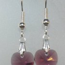 Wedding Bridal Gift Amethyst Crystal Heart Earrings made with SWAROVSKI ELEMENTS