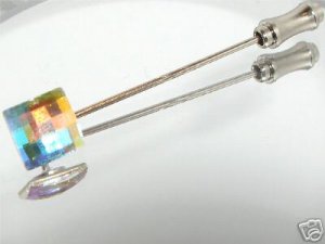Wedding Groom Chess Clear AB Crystal Cravat Tie Pin made with SWAROVSKI ELEMENTS