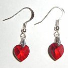 Wedding Bridal Gift Siam Crystal Heart Earrings made with SWAROVSKI ELEMENTS