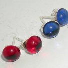 2 pairs Red & Blue Crystal Cabochon Studs Earrings made with SWAROVSKI ELEMENTS