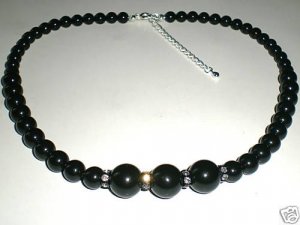 Wedding Choker Black Crystal Pearls & Rondelles made with SWAROVSKI ELEMENTS